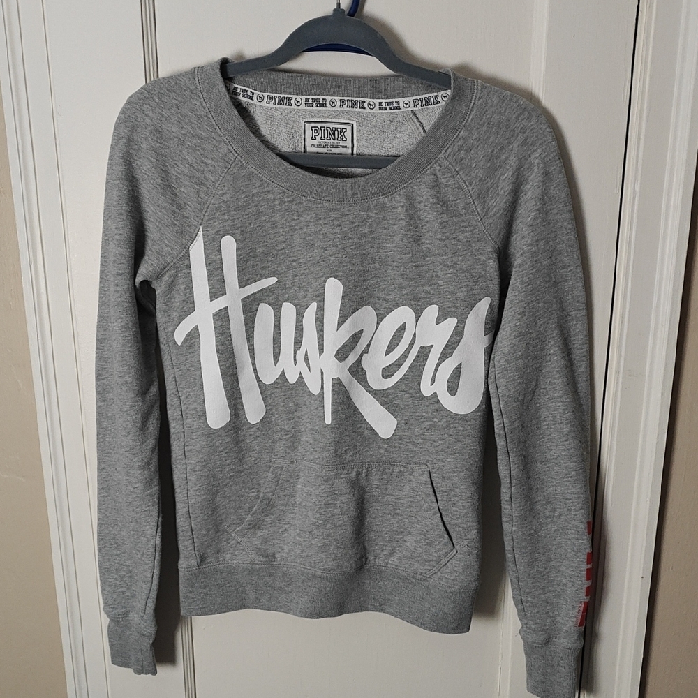 PINK Victoria's Secret Gray Huskers Women's Crew Neck Sweater